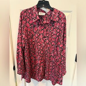 Linea by Louis Dell'Olio Pink Snake Print Blouse